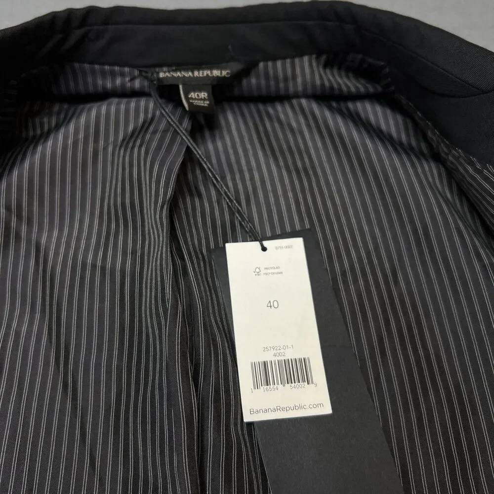 Banana Republic Blazer Jacket Men's 40R Black Classic Notch Collar Standard-Fit